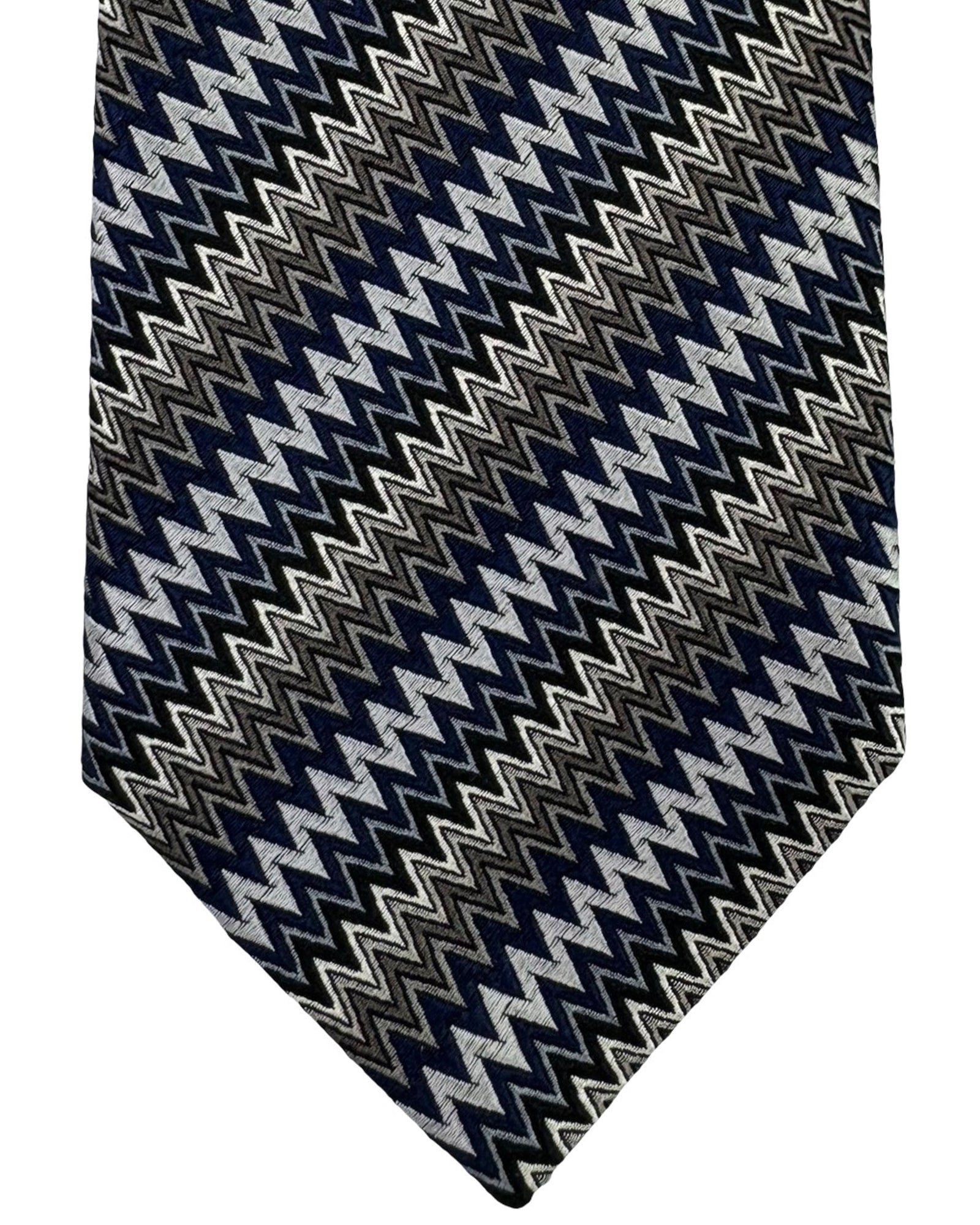 Missoni Silk Tie Gray Zigzag Stripes