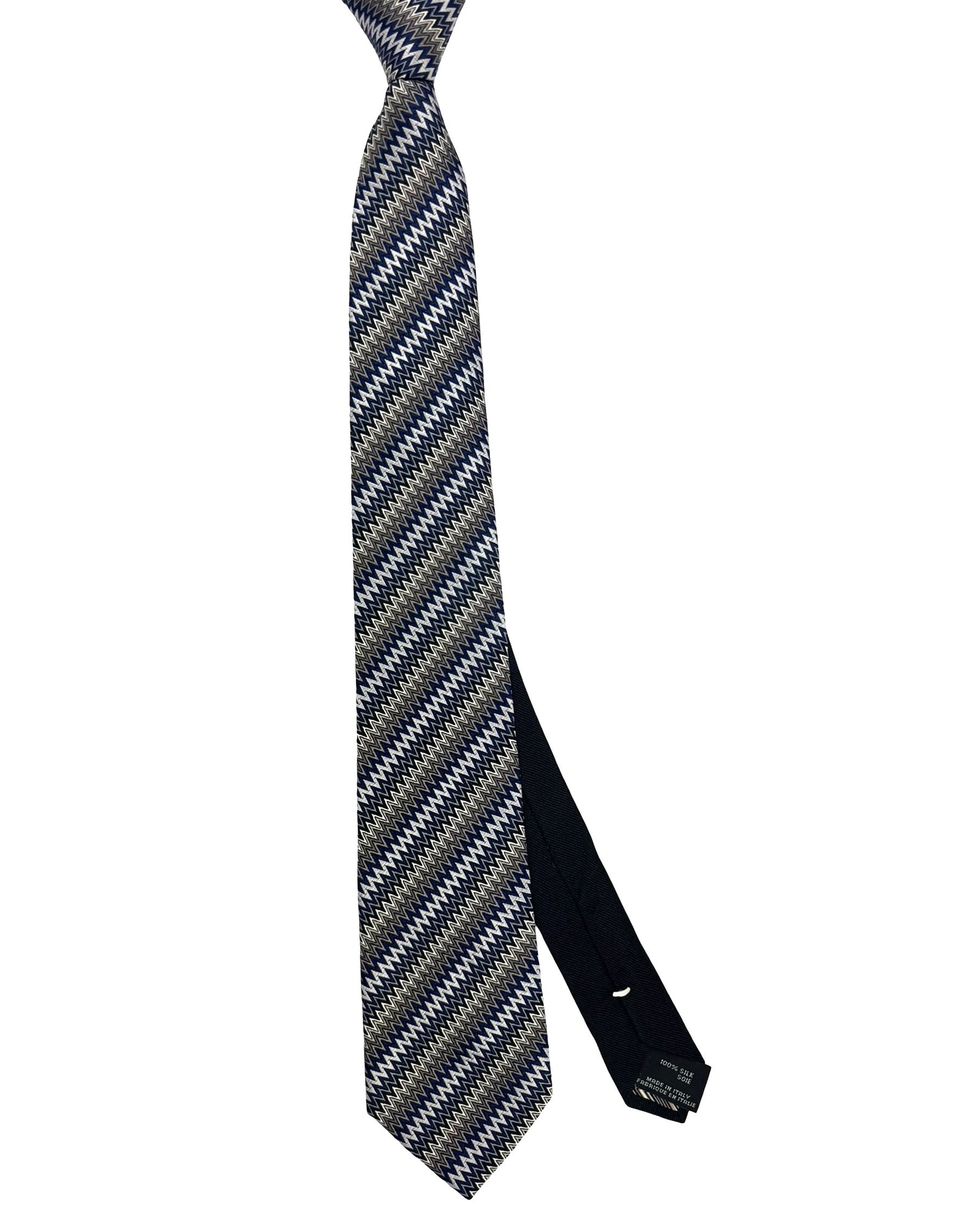 Missoni Silk Tie Gray Zigzag Stripes