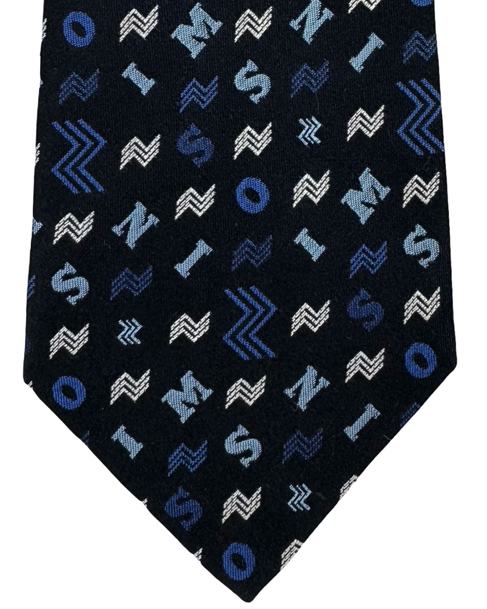 Missoni Silk Tie Navy Blue Lettering Logo