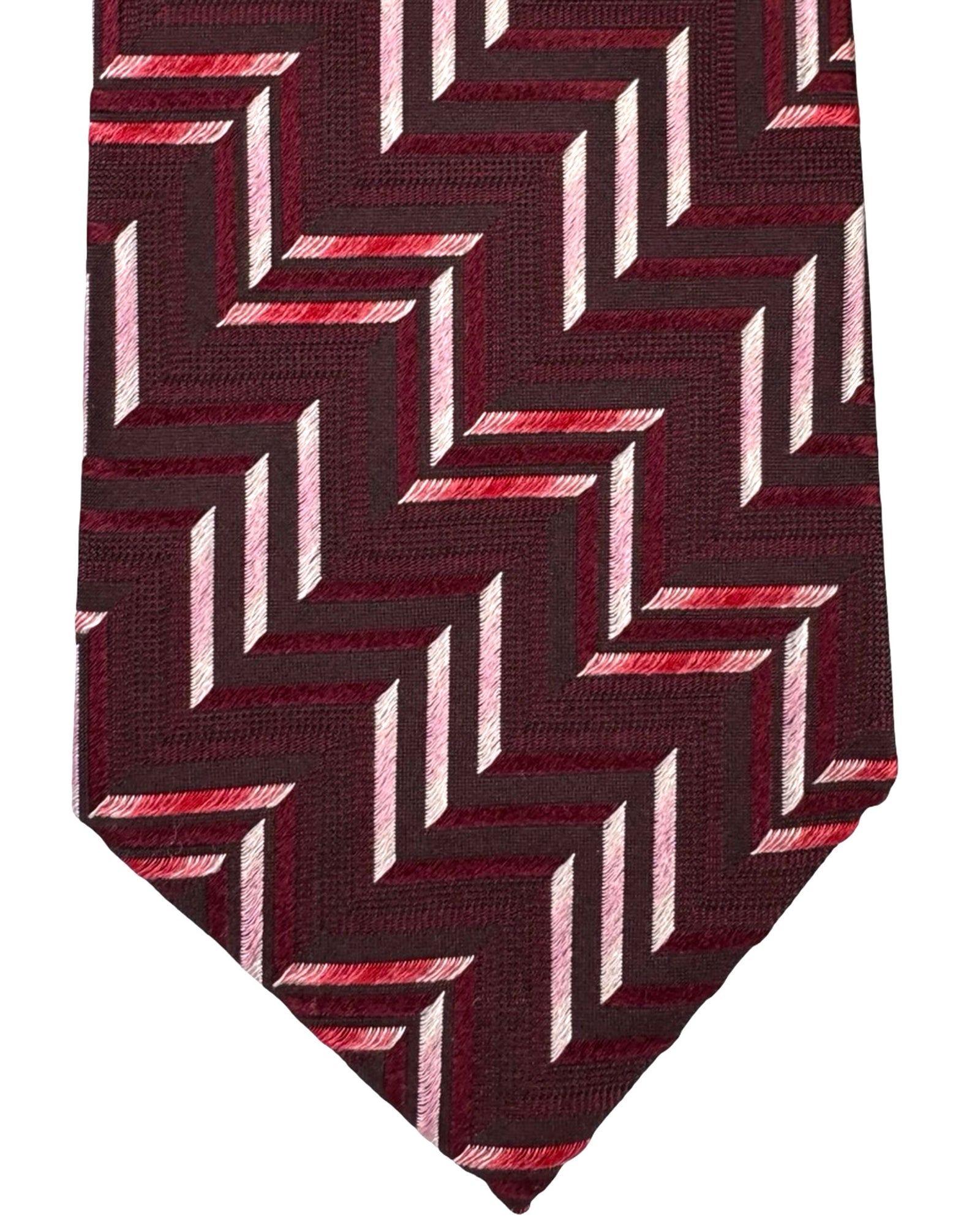 Missoni Silk Tie Bordeaux Herringbone ZigZag