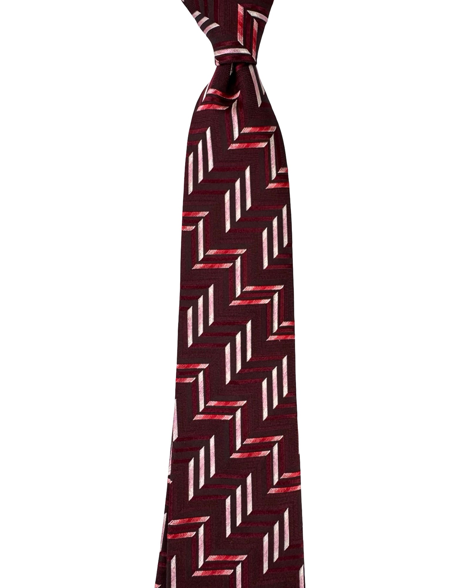 Missoni Silk Tie Bordeaux Herringbone ZigZag