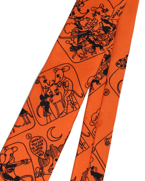 Moschino Silk Tie Orange Novelty Graphic Design - Designer Necktie SALE