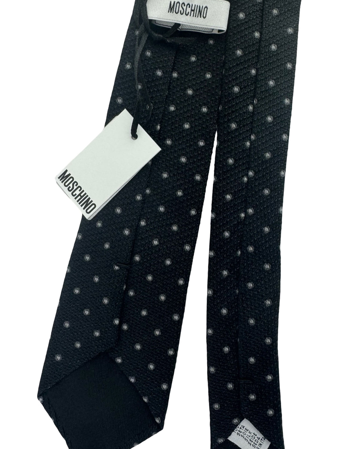 
Moschino Silk Tie Black Silver Sots Design

