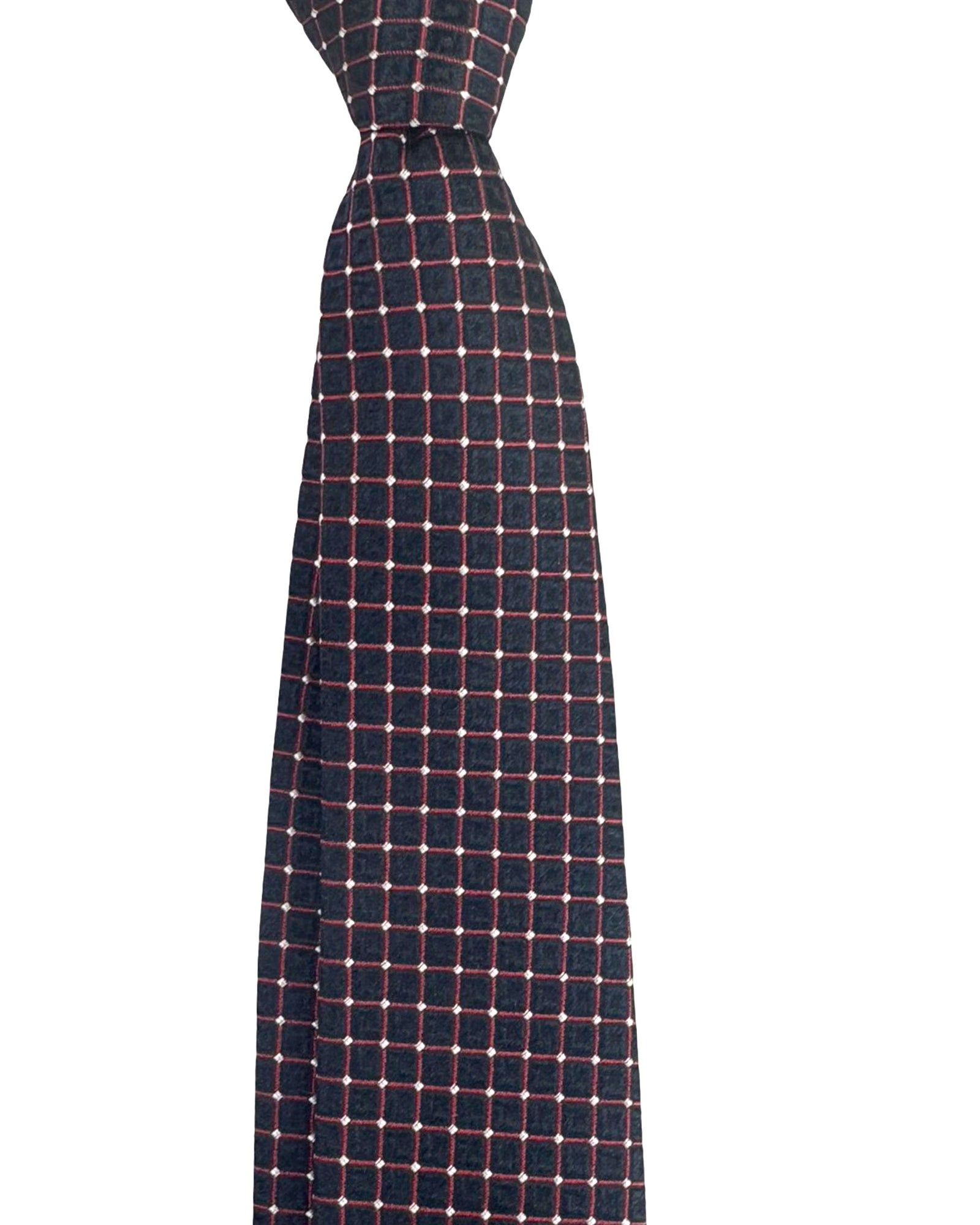 Moschino Silk Tie Midnight Blue Check - Hand Made In Italy