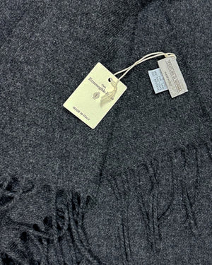 Tessitura Di Novara Cashmere Throw Blanket Dark Gray Black 