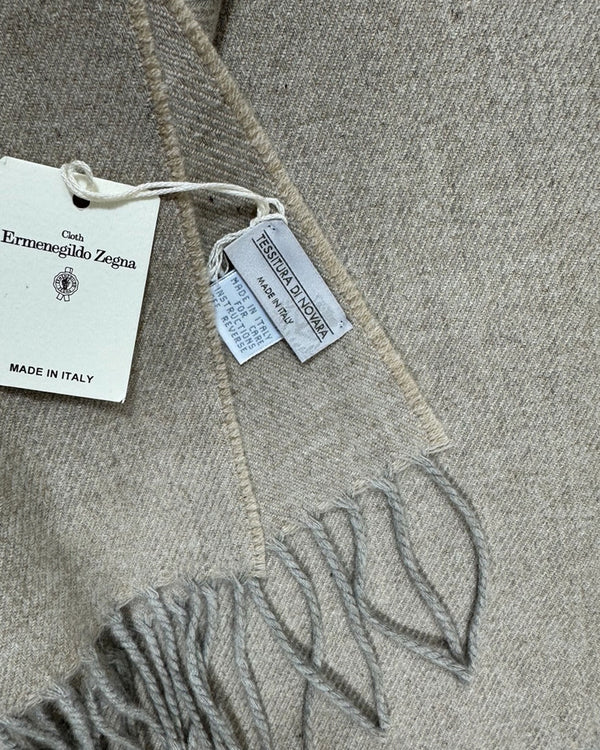 Tessitura Di Novara Cashmere Throw Blanket Beige Gray - Zegna