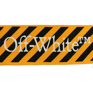 Off-White Scarf Orange Black Logo Design - Luxury Designer Shawl FINAL SALE