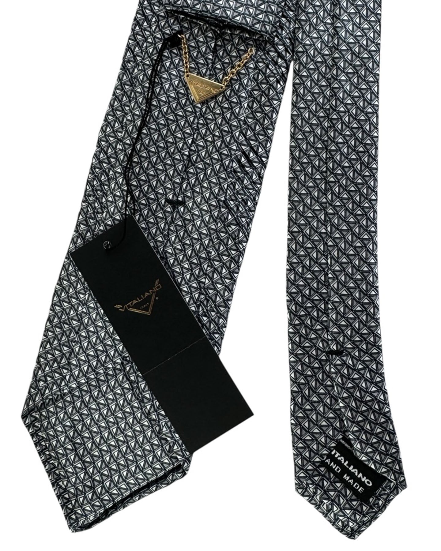 Vitaliano Pancaldi Pleated Silk Tie Black Textured Prism