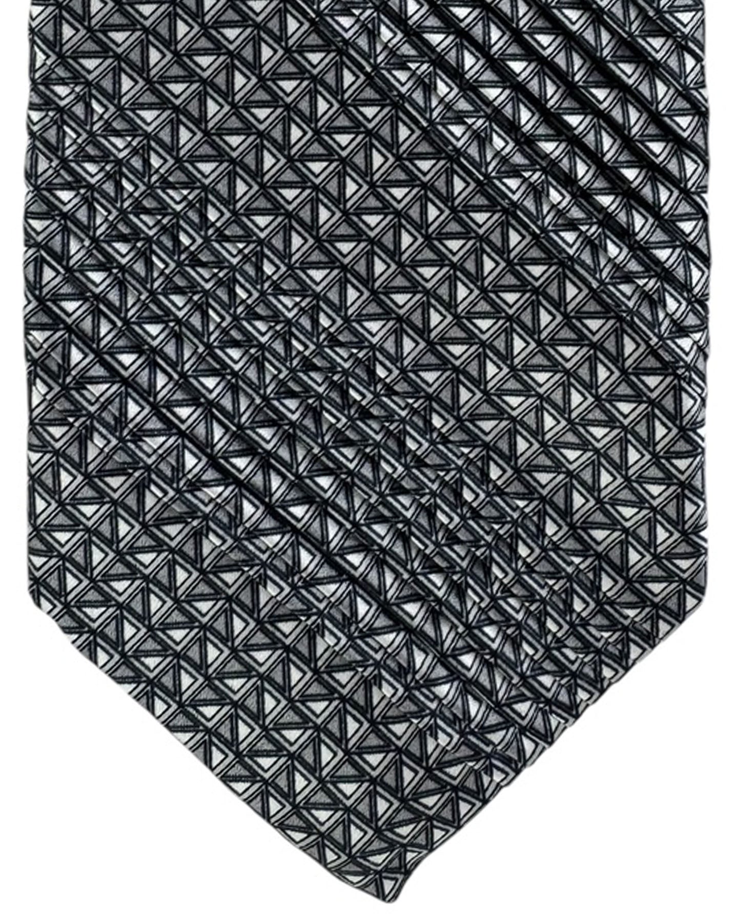 Vitaliano Pancaldi Pleated Silk Tie Black Textured Prism
