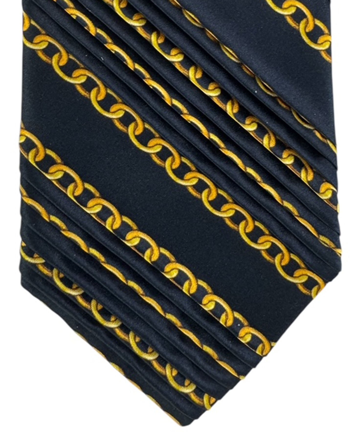 Vitaliano Pancaldi Pleated Silk Gold Chain Stripe