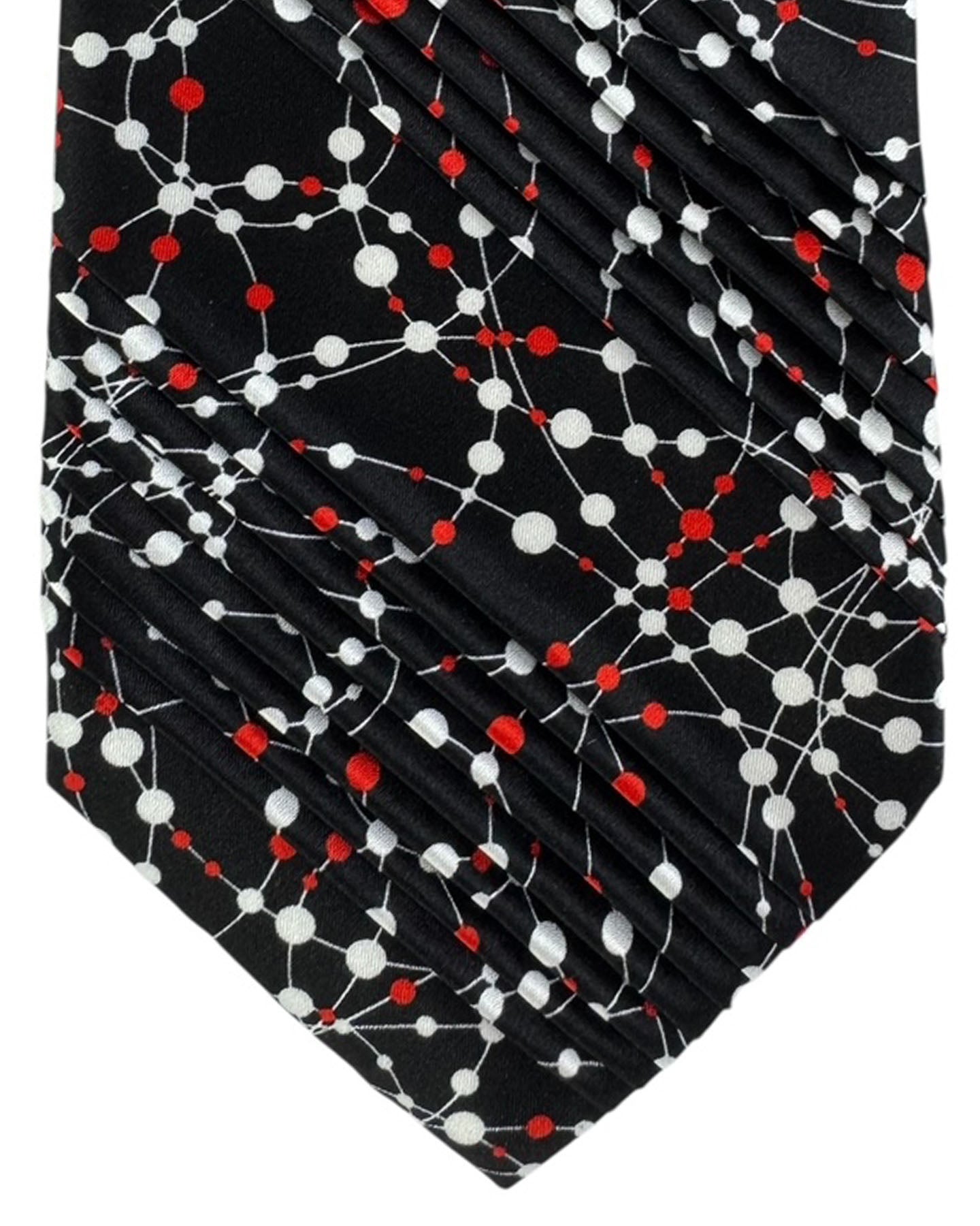 Vitaliano Pancaldi Pleated Silk  Red White Molecular Pattern