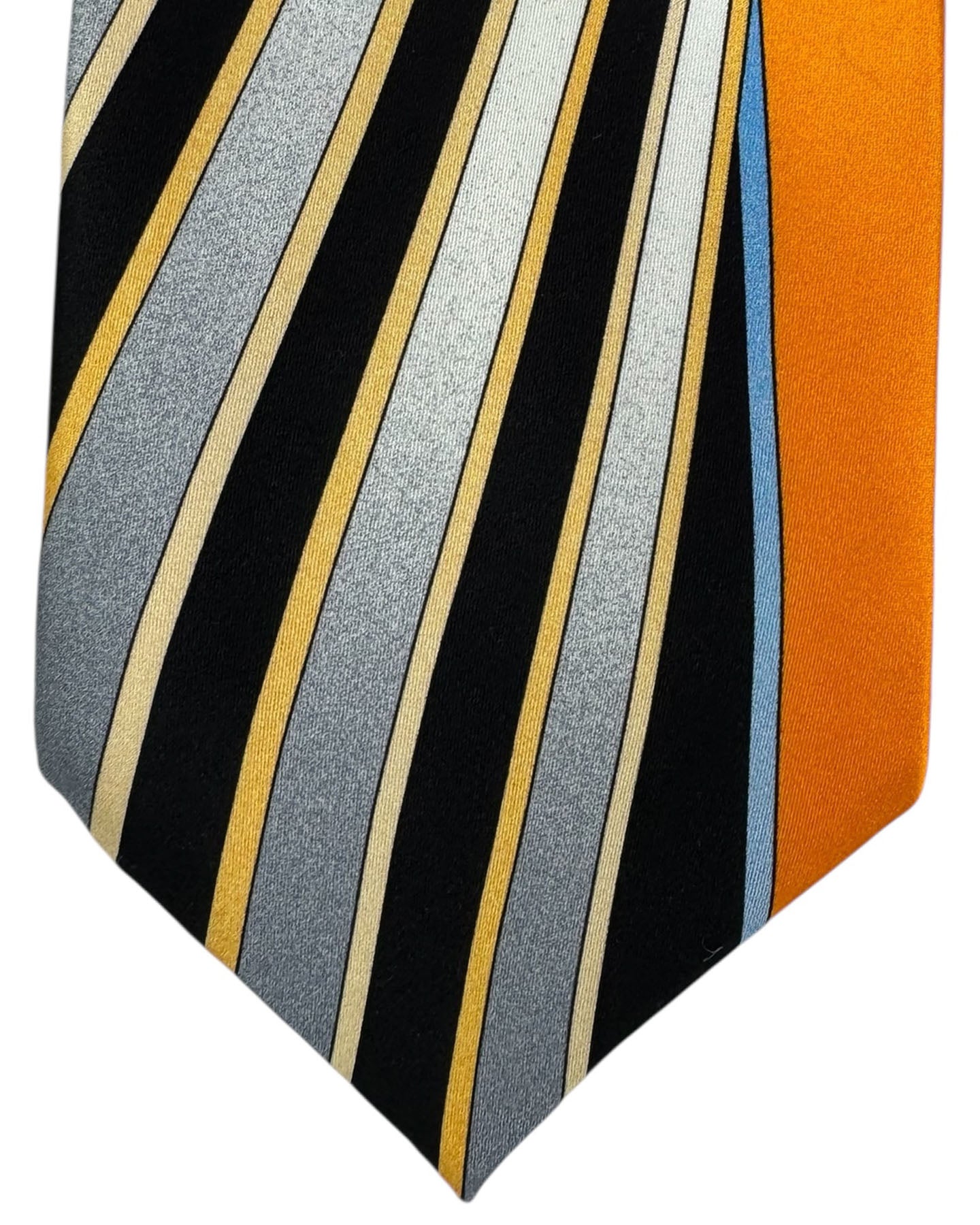 Vitaliano Pancaldi Tie Black Orange-Golden Tropical Bloom Floral