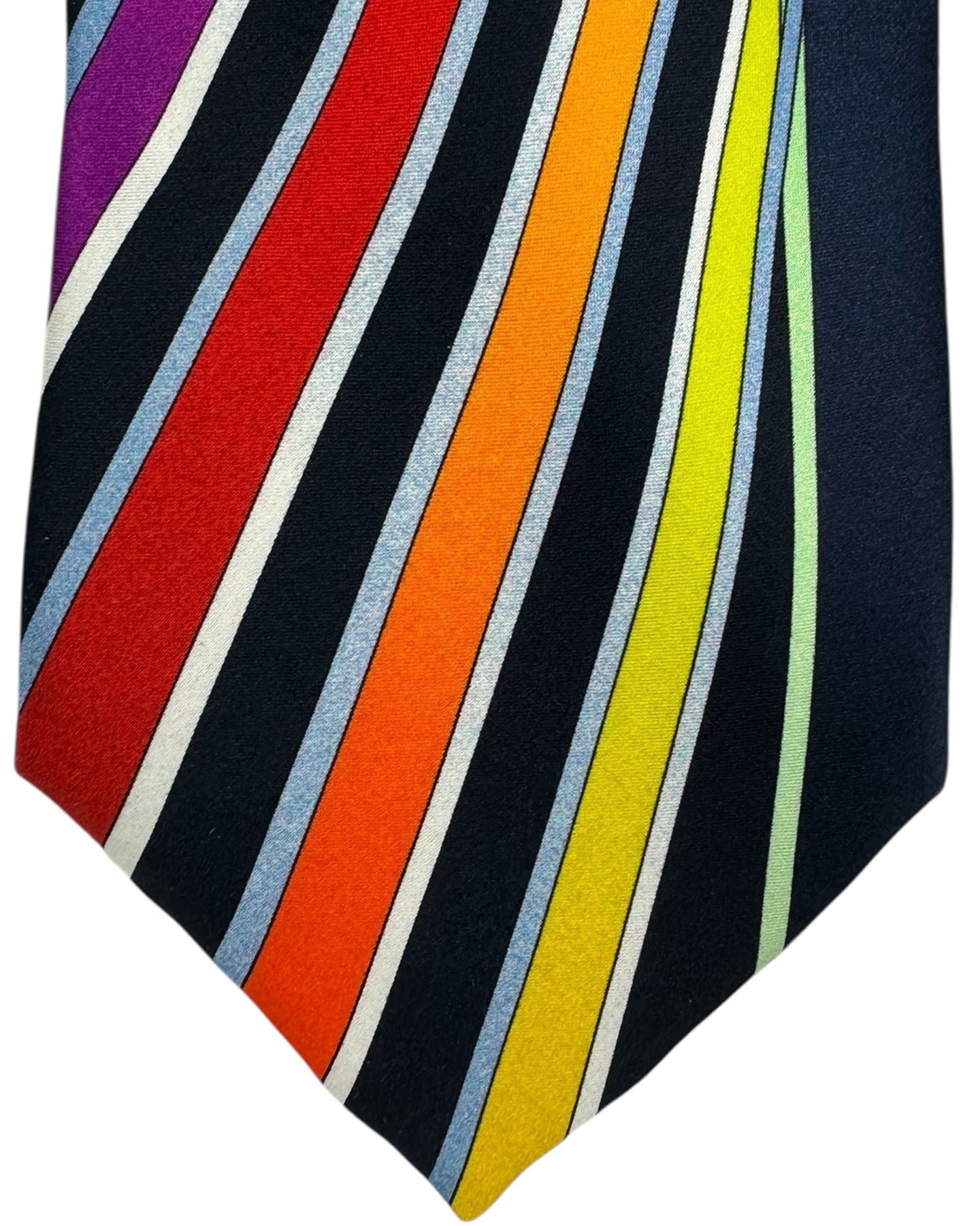 Vitaliano Pancaldi Tie Black Rainbow Colors Botanical Noir Floral