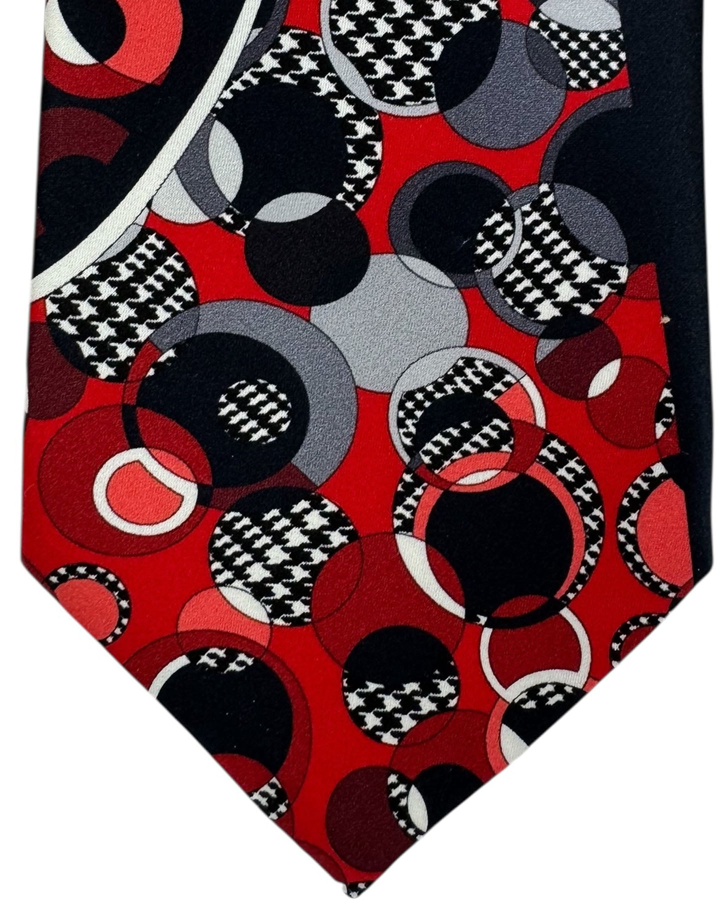 Vitaliano Pancaldi Tie Red Houndstooth Circles & Dots