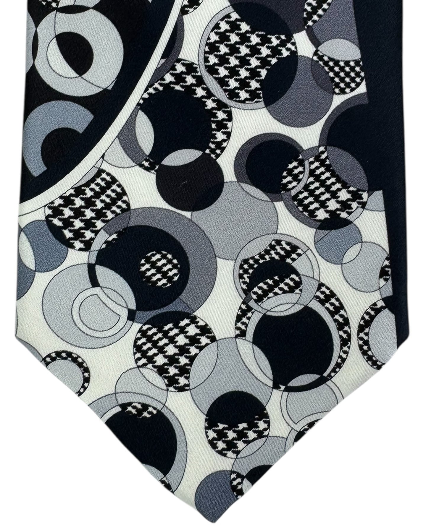 Vitaliano Pancaldi Tie Black Gray Monochrome Optical Circles