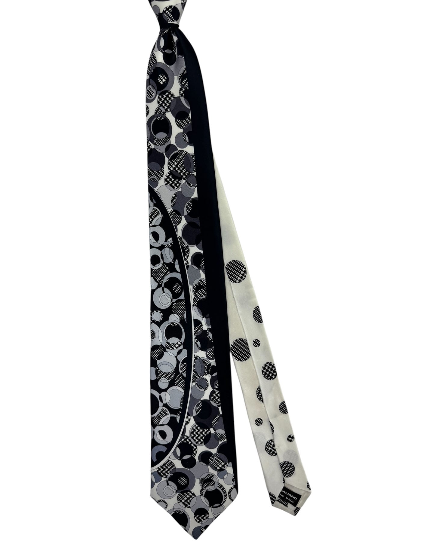Vitaliano Pancaldi Tie Black Gray Monochrome Optical Circles