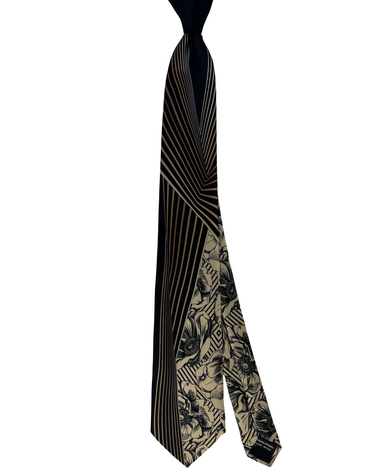 Pancaldi Silk Tie Black Taupe Floral