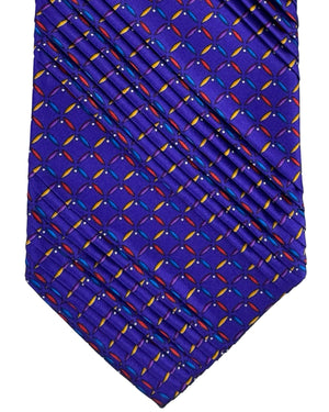 Vitaliano Pancaldi Pleated Silk Tie Purple Multicolor Diamond