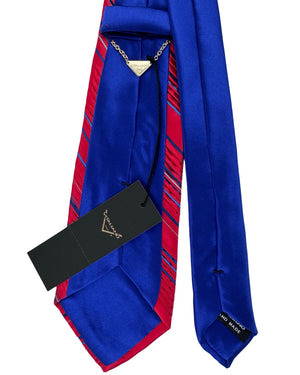 Vitaliano Pancaldi Pleated Silk Tie Red And Blue Stripe