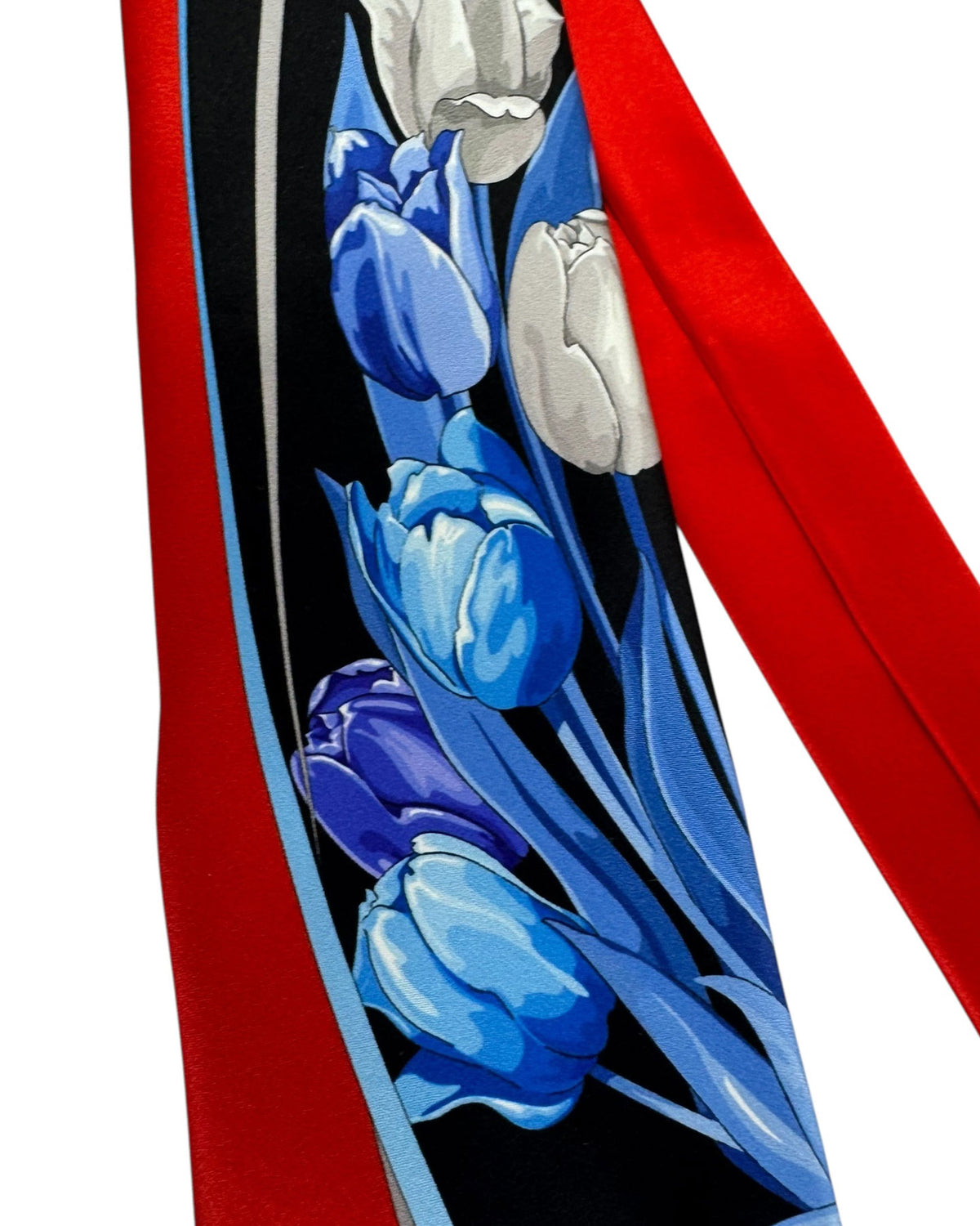 Vitaliano Pancaldi Silk Tie Black Red Blue Tulips Design