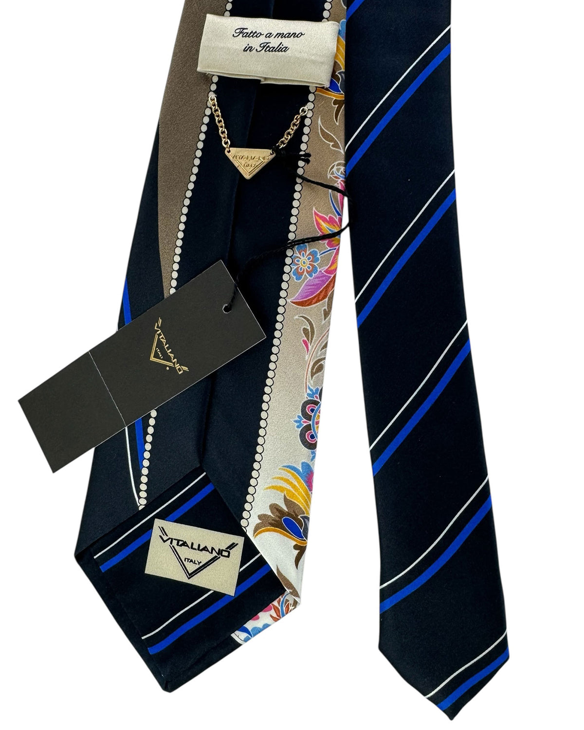 Vitaliano Pancaldi Tie Black Taupe Floral