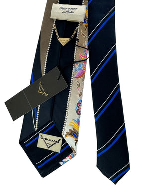 Vitaliano Pancaldi Tie Black Taupe Floral