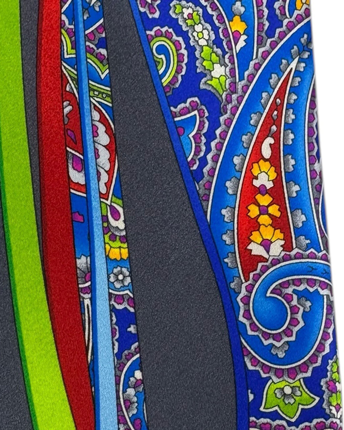 Vitaliano Pancaldi Silk Tie Gray Royal Blue Paisley Swirls