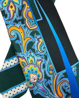 Vitaliano Pancaldi Silk Tie Dark Green Black Royal Blue
