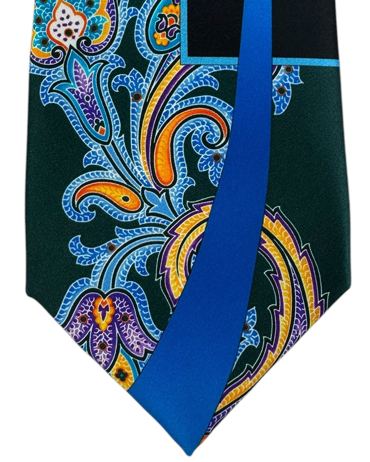Vitaliano Pancaldi Silk Tie Dark Green Black Royal Blue