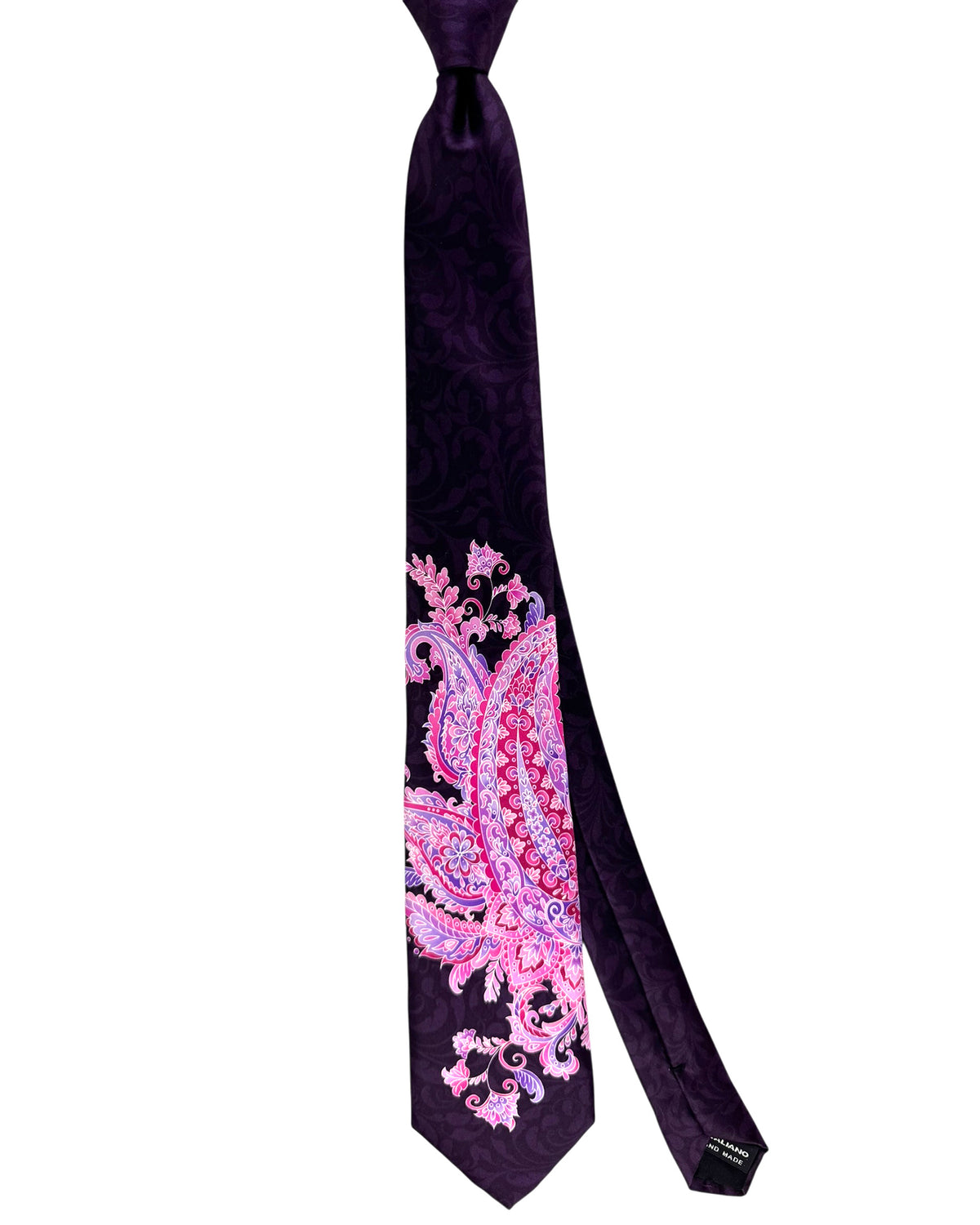 Vitaliano Pancaldi Tie Black Pink Large Paisley
