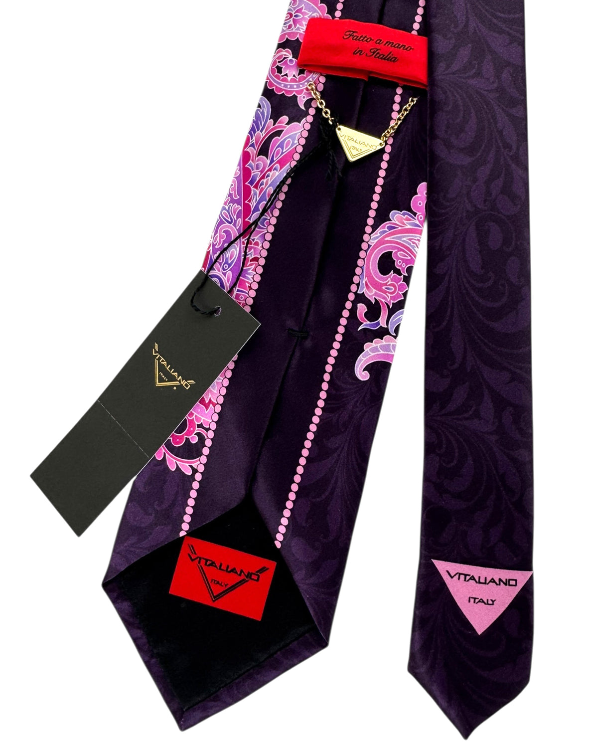 Pancaldi Tie Black Pink Oversized Paisley