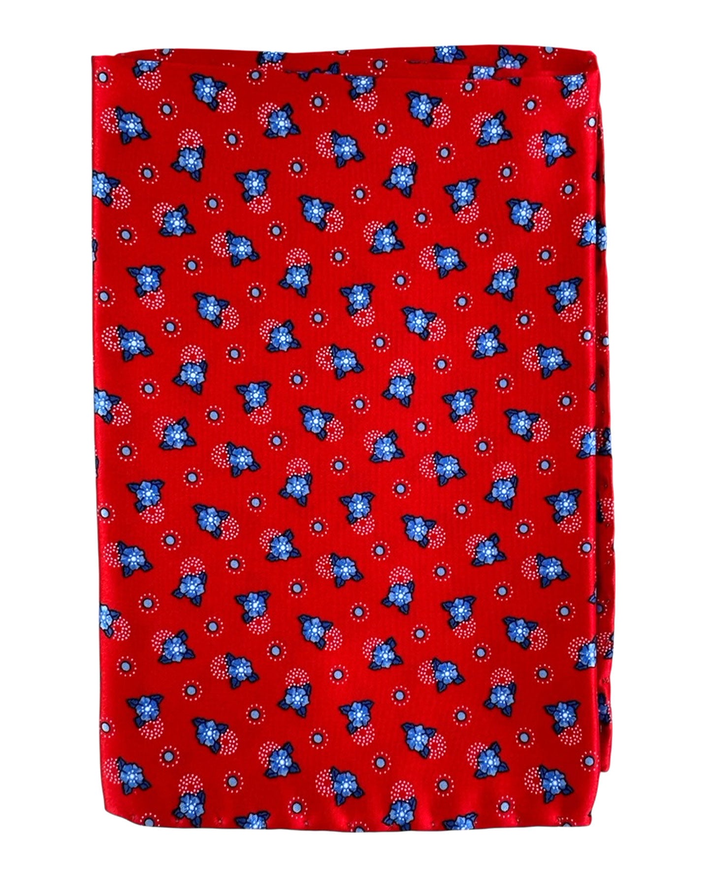 Vitaliano Pancaldi Silk Pocket Square Royal Blue Red Floral