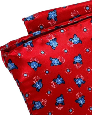 Vitaliano Pancaldi Silk Pocket Square Royal Blue Red Floral