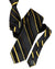 Vitaliano Pancaldi Pleated Silk Tie Black Brown Gold Striped Design