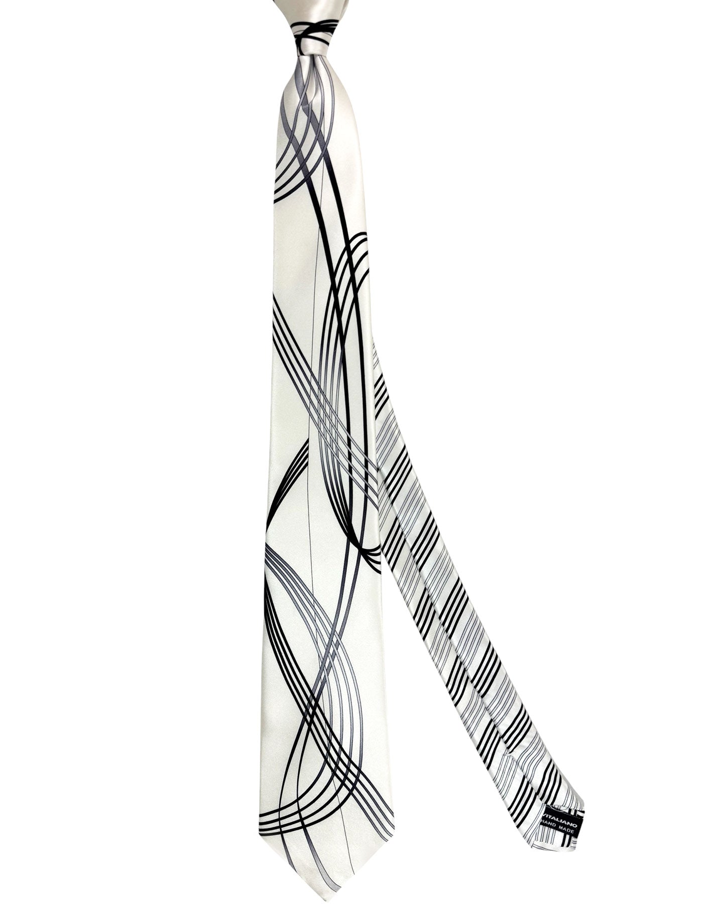 Vitaliano Pancaldi Tie White Gray Black Swirl