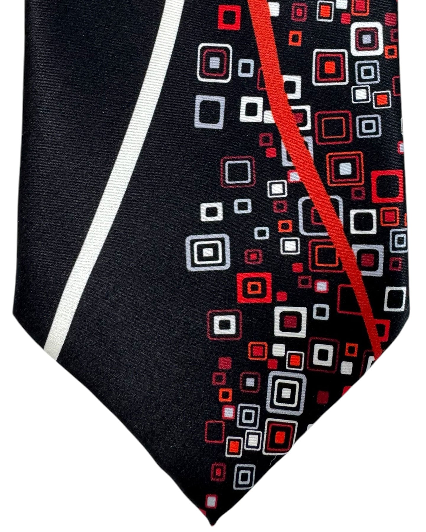 New Pancaldi Tie Black Red Maroon Rectangles