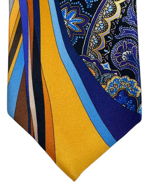 New Pancaldi Silk Tie Orange Gold Blue Design