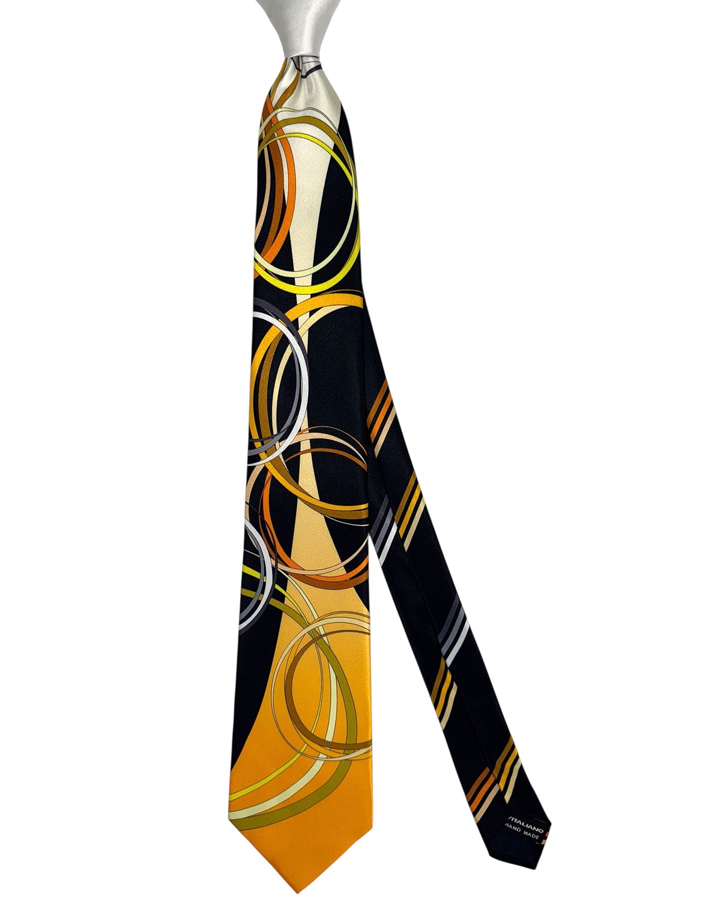 Vitaliano Pancaldi Tie Black Orange Gold
