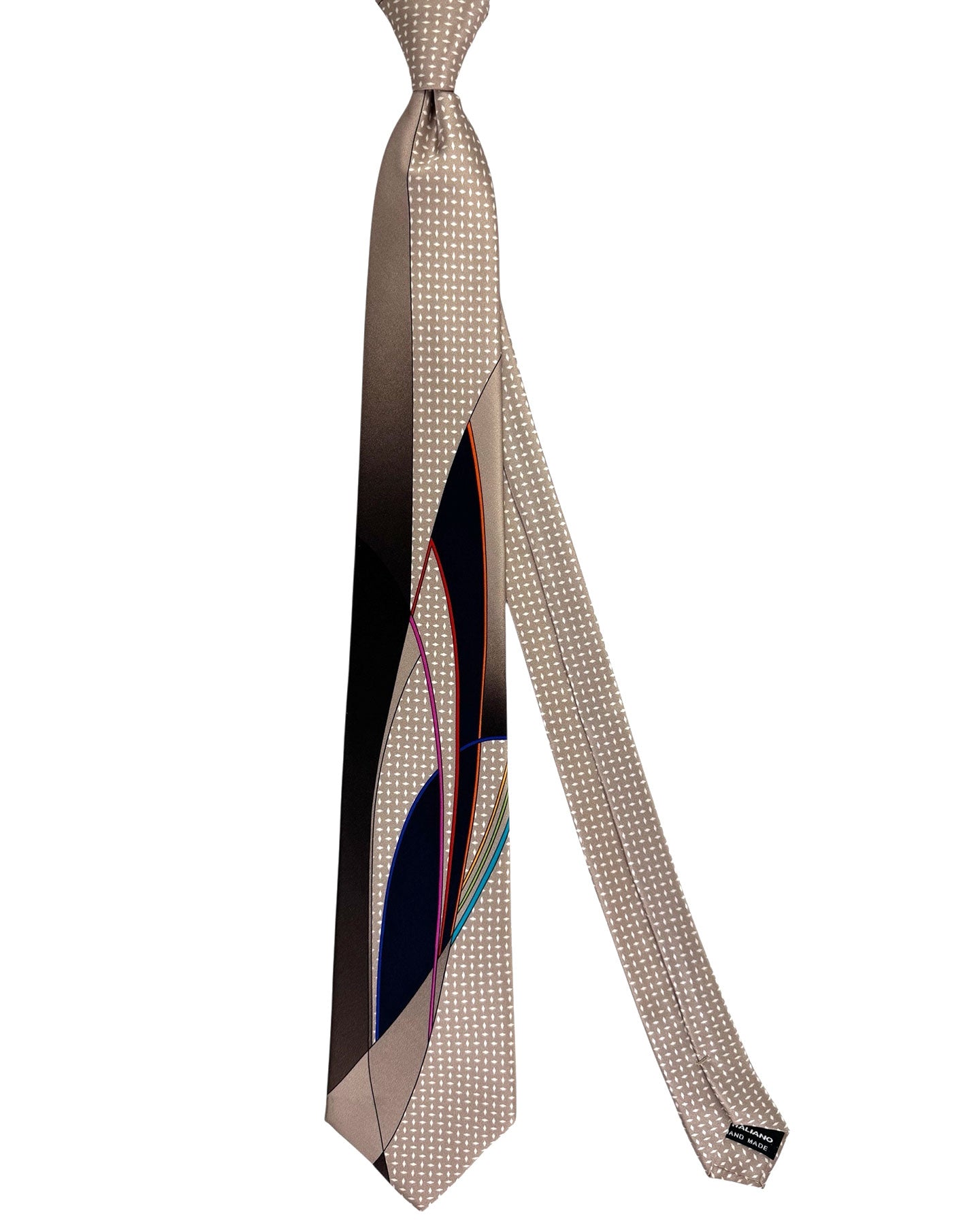 Vitaliano Pancaldi Silk Necktie Taupe Black Design