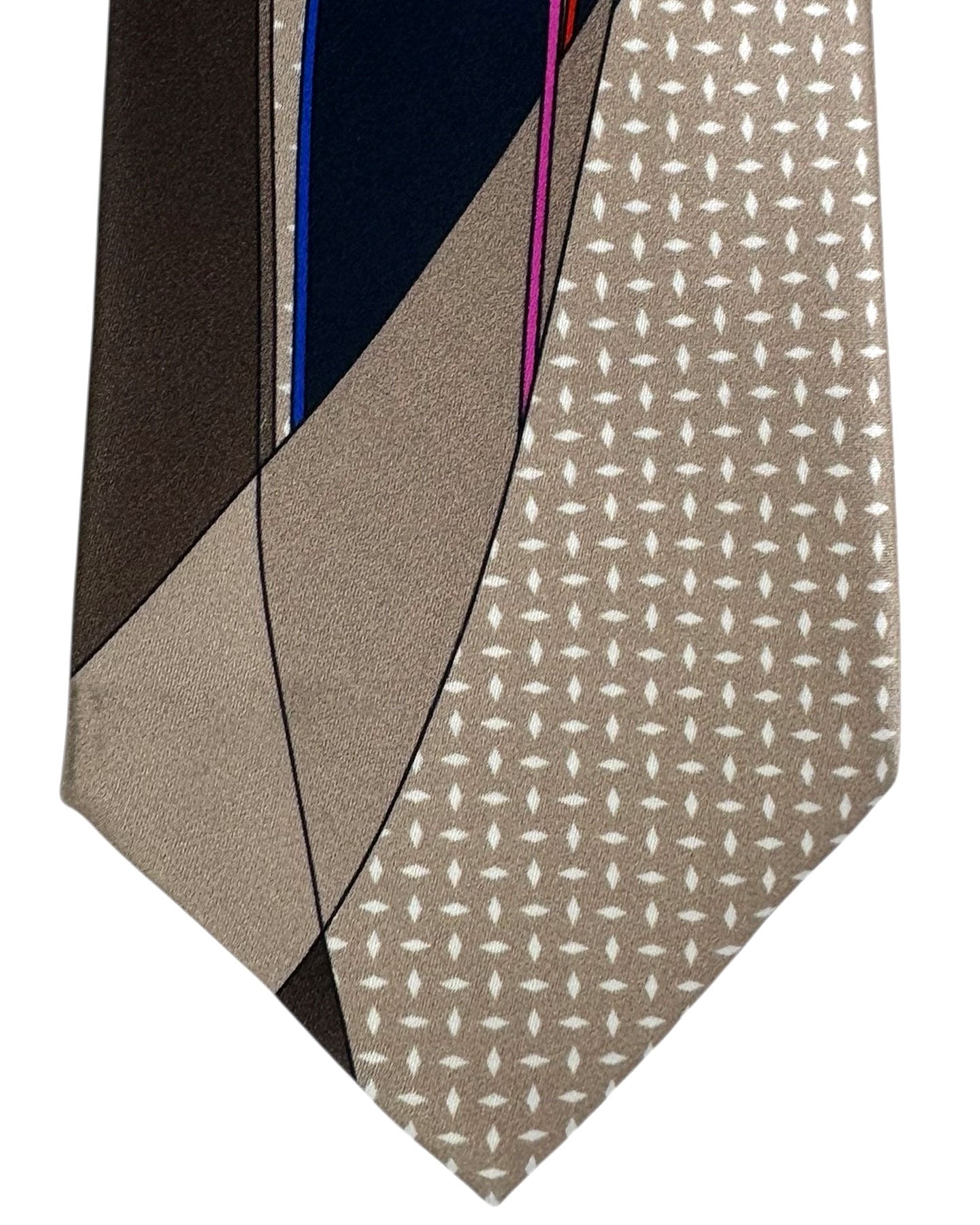 Vitaliano Pancaldi Silk Necktie Taupe Black Design