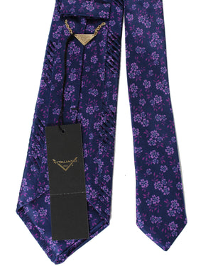 Vitaliano Pancaldi PLEATED SILK Tie Purple Floral Design