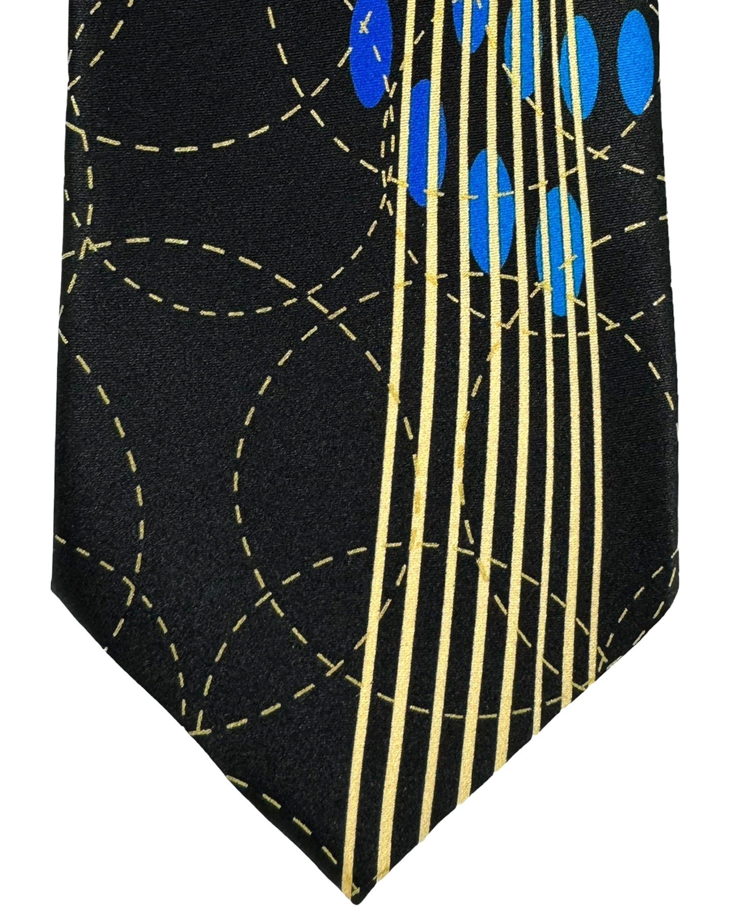 Vitaliano Pancaldi Silk Tie Black Purple Aqua Geometric Swirl Design
