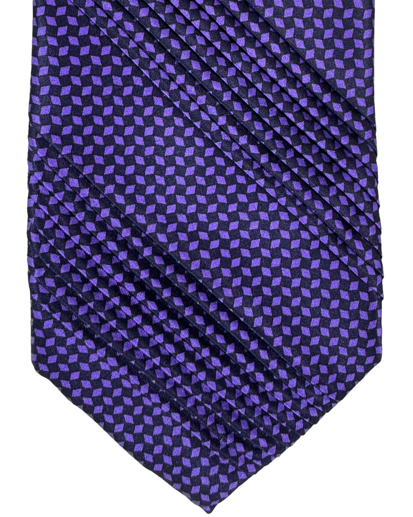 Vitaliano Pancaldi PLEATED SILK Tie Purple Micro Pattern Design