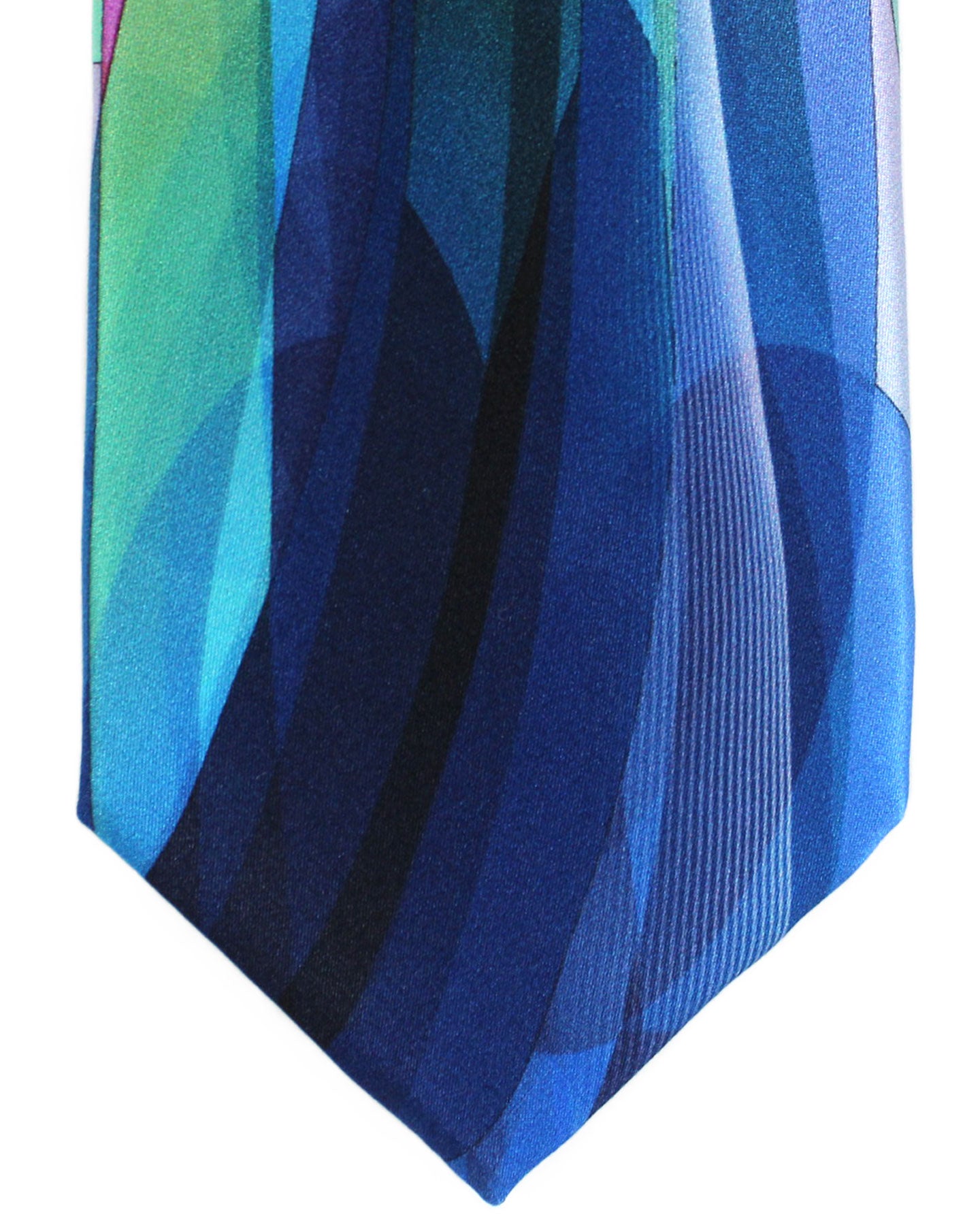Vitaliano Pancaldi Silk Tie Blue Green Swirl Design