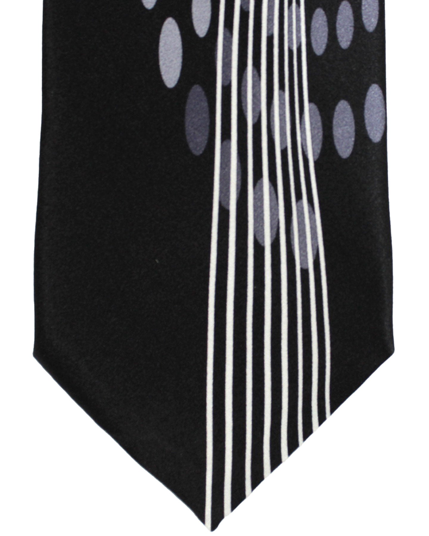Vitaliano Pancaldi Silk Tie Black Gray Geometric Design