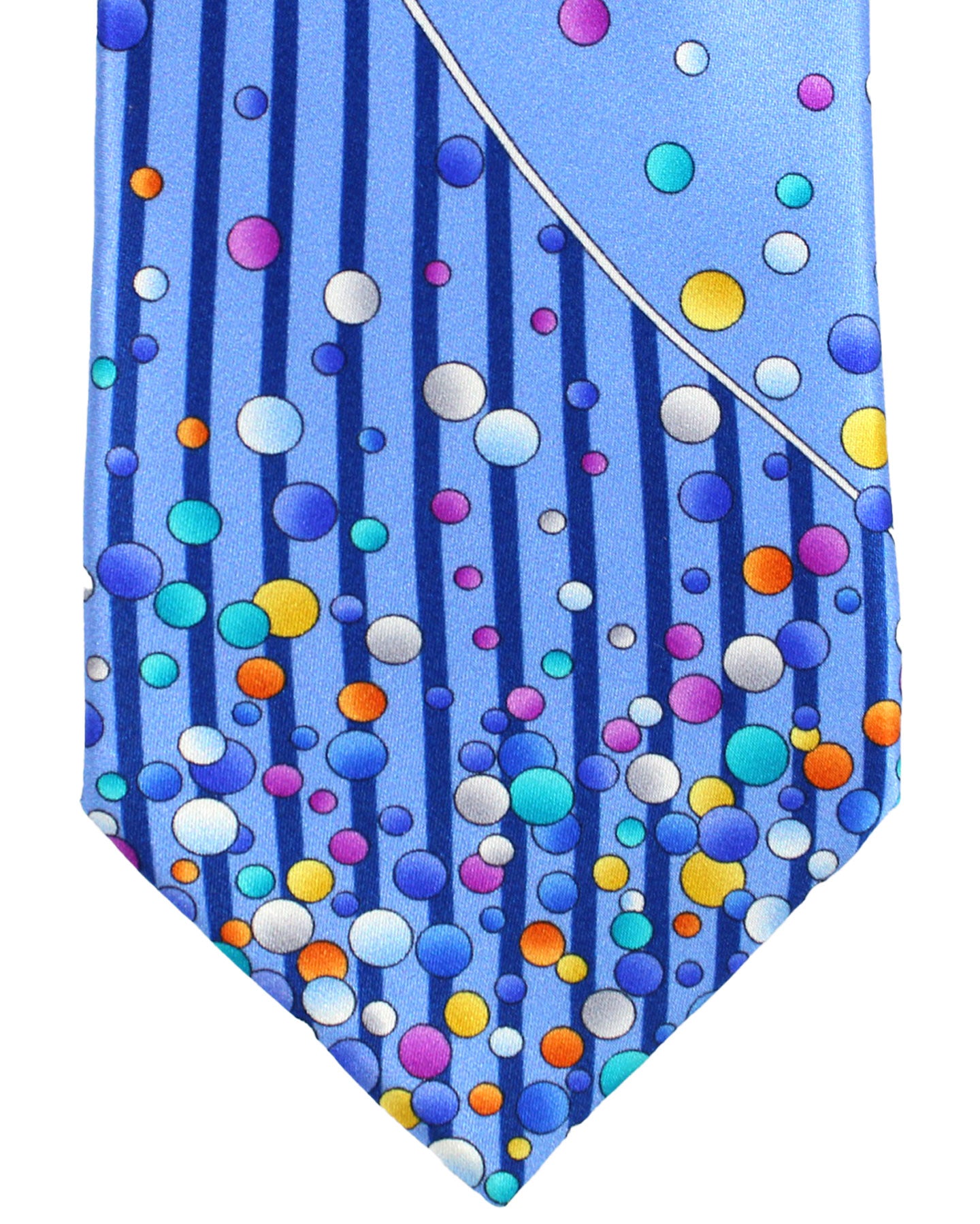 Vitaliano Pancaldi Silk Tie Blue Verical Stripes Dots Design
