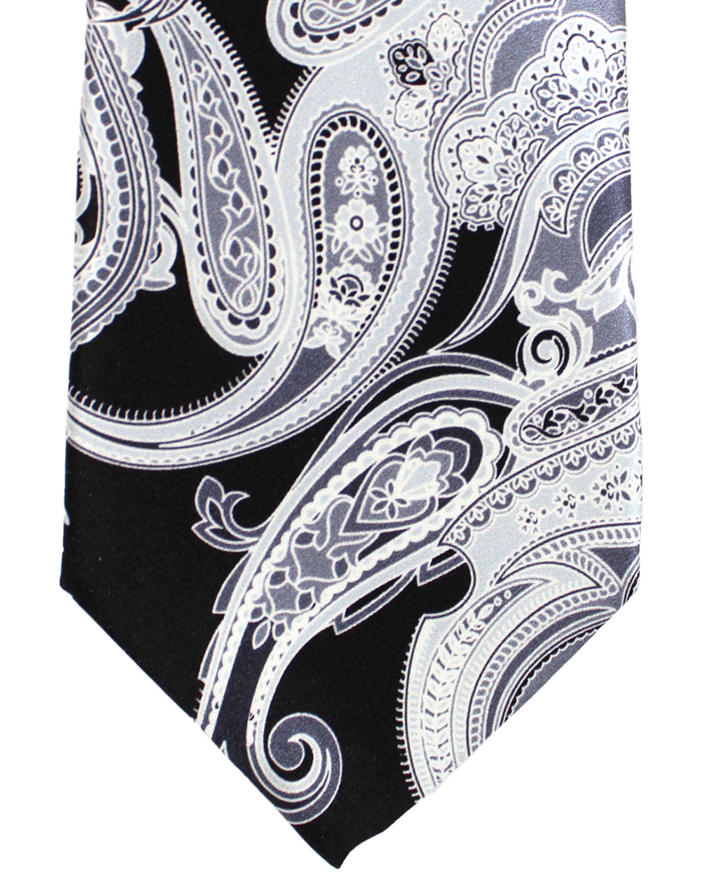 Vitaliano Pancaldi Silk Tie Black Gray Paisley Design