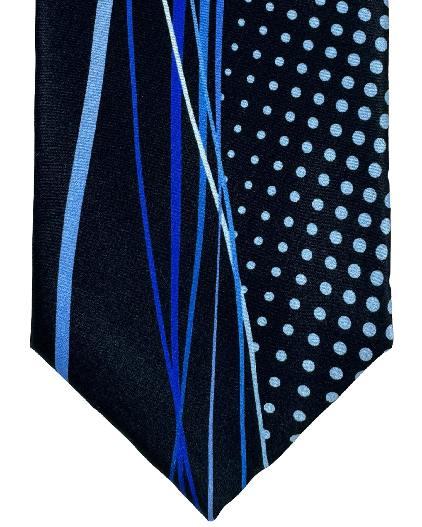 Vitaliano Pancaldi Silk Tie Black Blue Royal Blue Dots Swirl Design