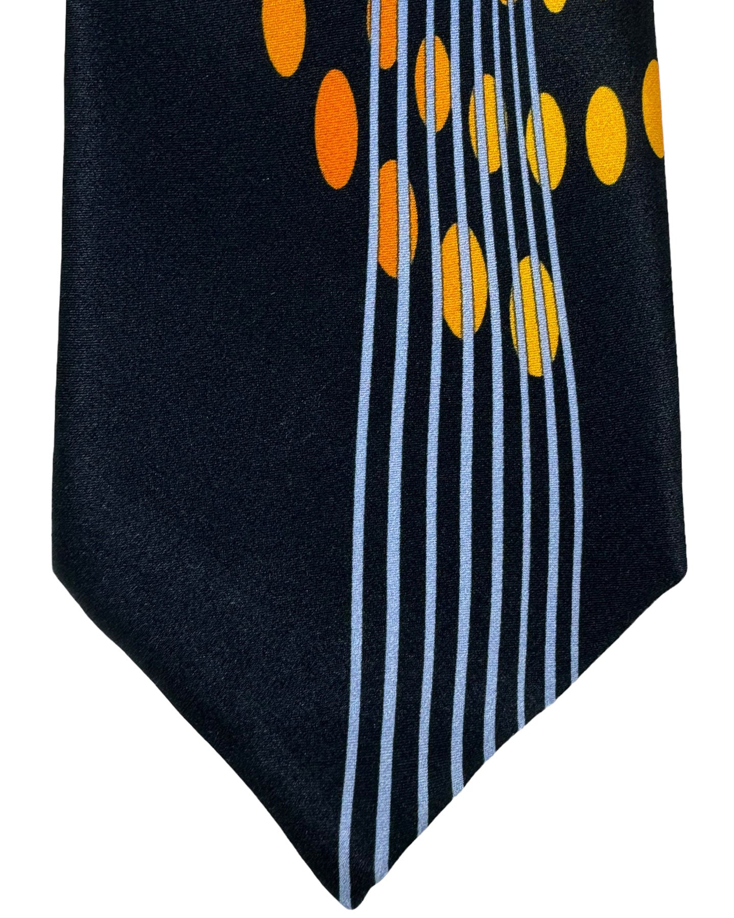 Vitaliano Pancaldi Silk Tie Black Royal Blue Orange Swirl Design