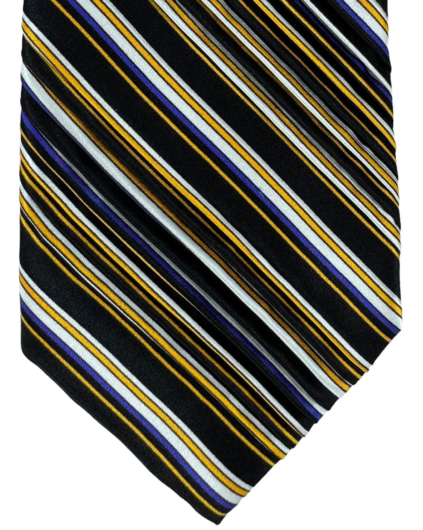 Vitaliano Pancaldi Silk Tie Black Purple Orange Stripes Design